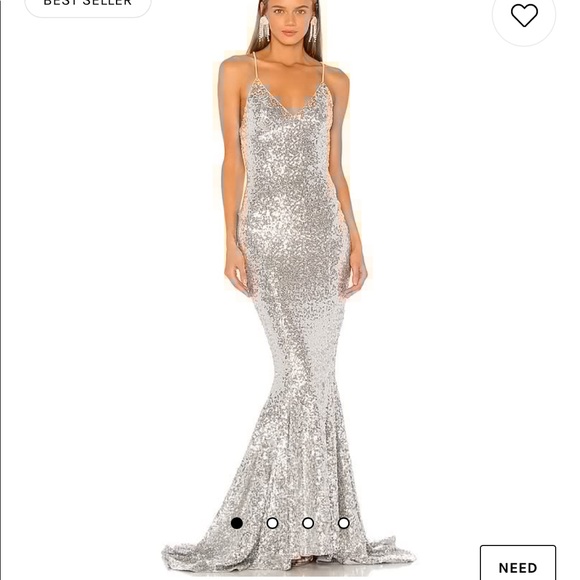NWT Norma Kamali silver sequin mermaid fishtail gown xs